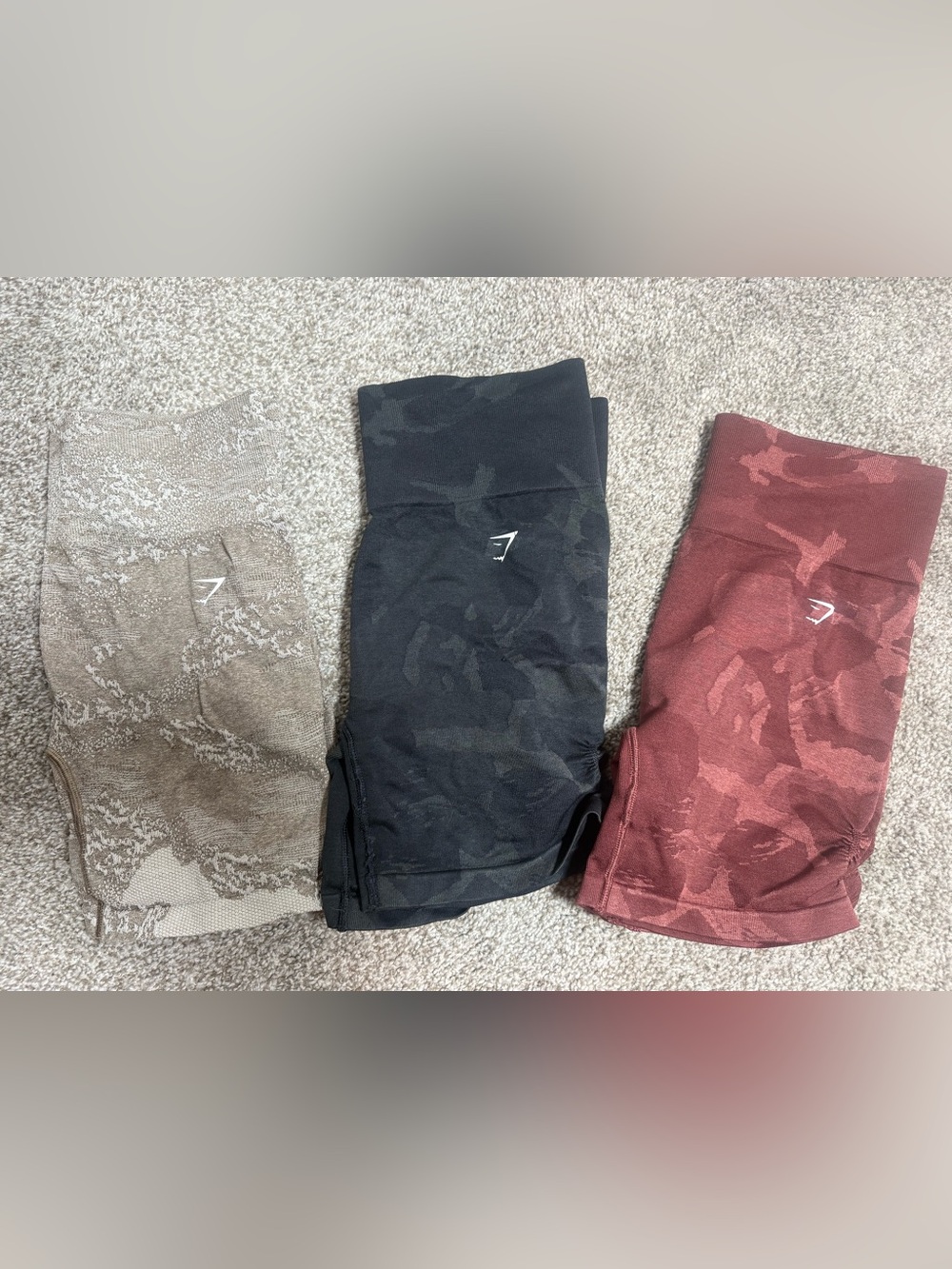 Gymshark Women's Athletic Shorts Trio - Black, Brown, Burgundy